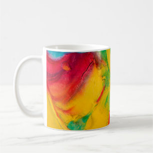 Caneca De Café traços de tinta multicolorido, abstrato de close-u