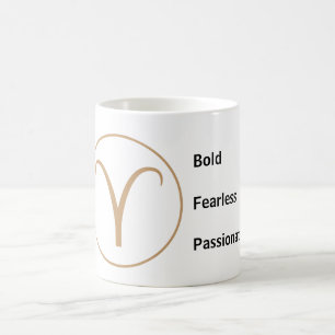 Caneca De Café Traços do Zodíaco de Áries Ousado Destemido Apaixo