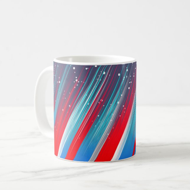 Caneca De Café Traços legal de Pincel Azul Vermelho Branco (Frente Esquerda)