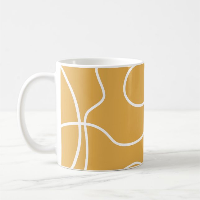 Caneca De Café Traços Mínimos de Linha Moderna Amarelo (Esquerda)