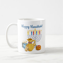 Caneca De Café Tradicional Feliz Hanukkah Chag Sameach Menorah