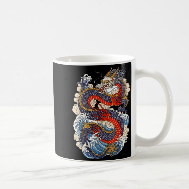 Caneca De Café Traditional Chinese Dragon East Asia Dragon Ukiyoe (Direita)