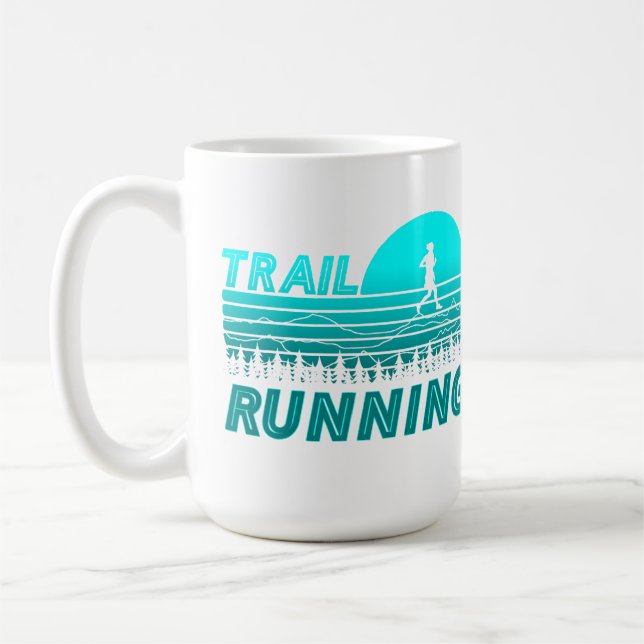 Caneca De Café Trail Running blauen Sonnenuntergang mit Bergen  (Esquerda)
