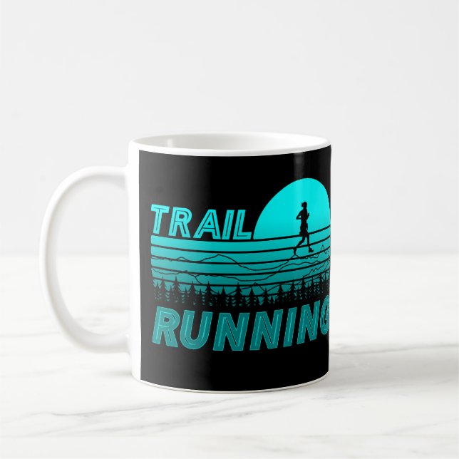 Caneca De Café Trail Running blauen Sonnenuntergang mit Bergen (Esquerda)