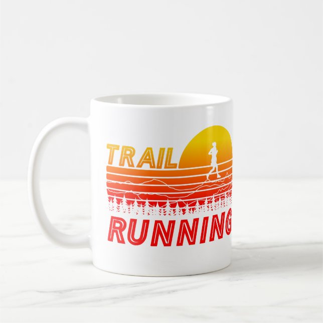 Caneca De Café Trail Running orangen Sonnenuntergang mit Bergen (Esquerda)