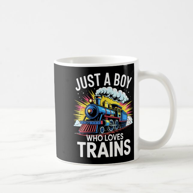 Caneca De Café Train Lover Just A Boy Who Loves Trains  (Direita)