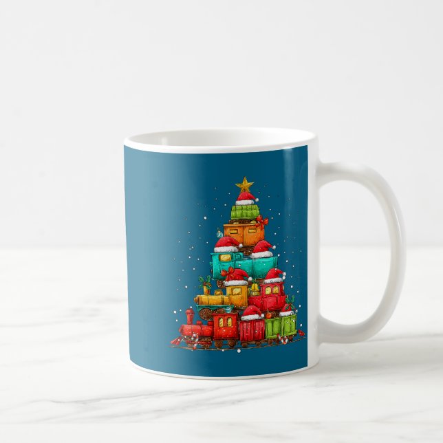 Caneca De Café Train Railroad Locomotive Christmas Tree Xmas Hat  (Direita)