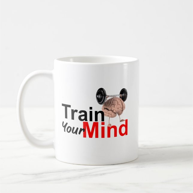 Caneca De Café Train Your Mind Motivational Brain Workout Design (Esquerda)