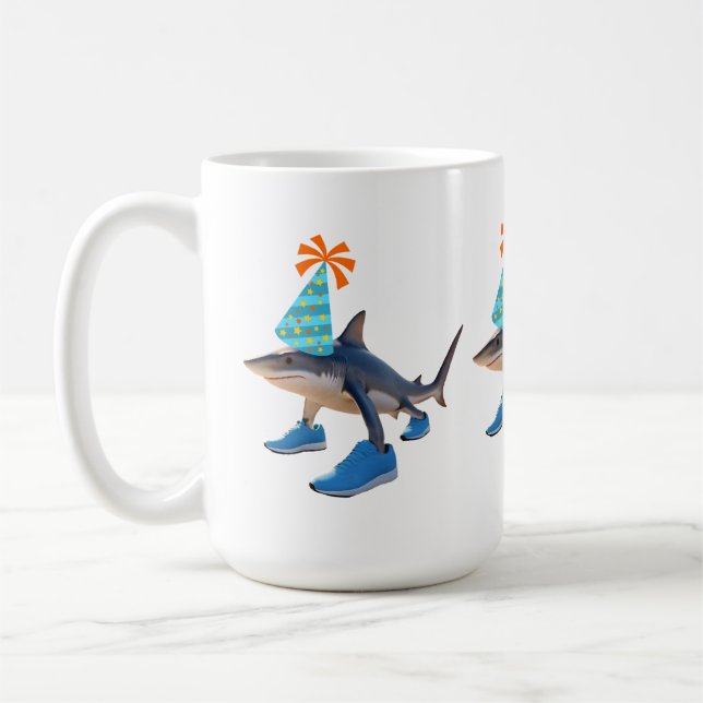 Caneca De Café Tralalalero Tralala Shark Aniversário Hat (Esquerda)