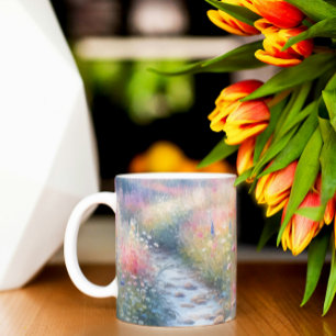 Caneca De Café Tranquilidade Sangrenta: Paisagem Floral Cênica
