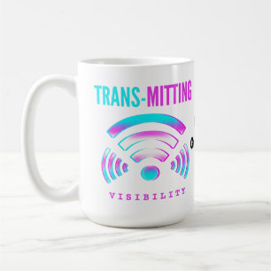 Caneca De Café Trans-missão Visibilidade Moderno Glitch Transgêne