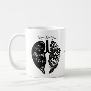 Caneca De Café Transplante pulmonar de girassol preto e branco
