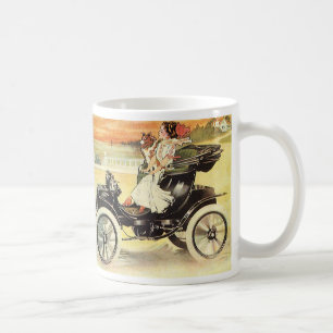 Caneca De Café Transporte Antigo, Mulher em Carro Conversível