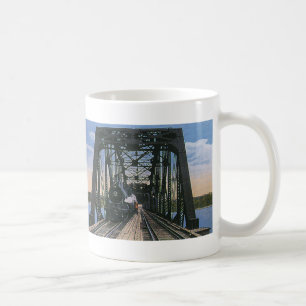 Caneca De Café Transporte de Viagem Antiga Trem na Ponte