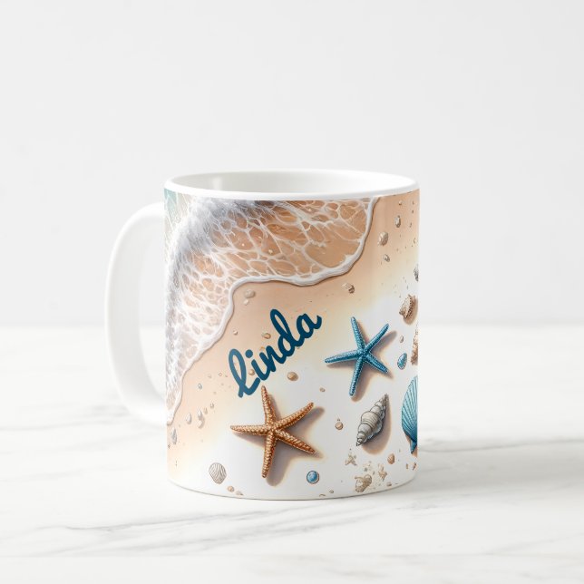 Caneca De Café Transquil Oceanfront Retreat Frio Vibrante (Frente Esquerda)