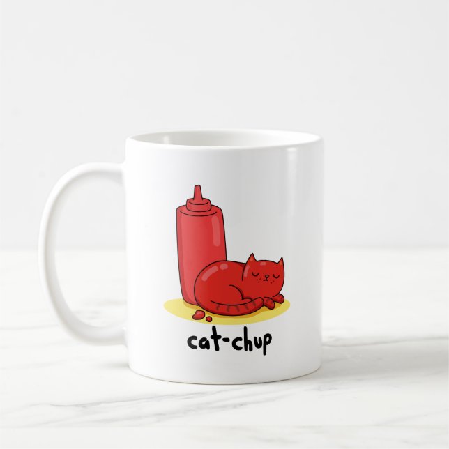 Caneca De Café Trapalha Vermelha Engraçada de Gato (Esquerda)