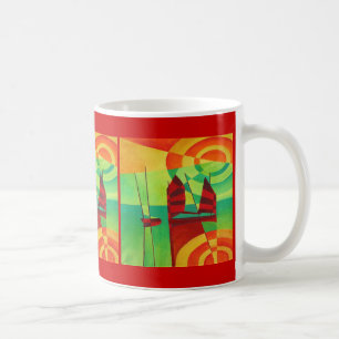 Caneca De Café Trapos Chineses Em Águas Estáticas Arte Cubista
