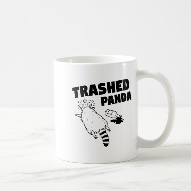 Caneca De Café Trashed Panda, Funny Drunk Raccoon, Funny Trash Pa (Direita)