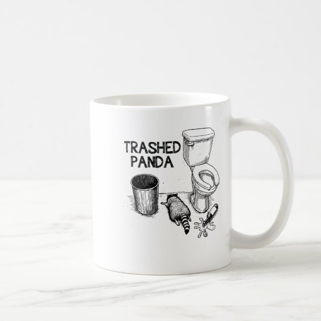 Caneca De Café Trashed Panda Funny Drunk Racoon  (Direita)