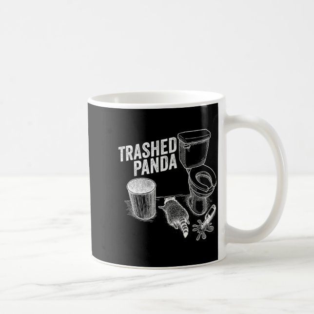 Caneca De Café Trashed Panda Funny Drunk Racoon  (Direita)