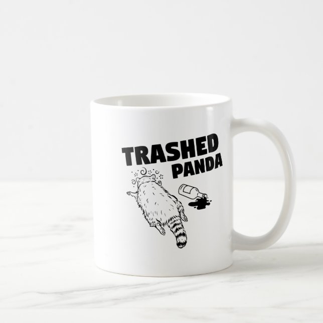 Caneca De Café Trashed Panda Raccoon Funny Raccoon Gets Drunk Rac (Direita)