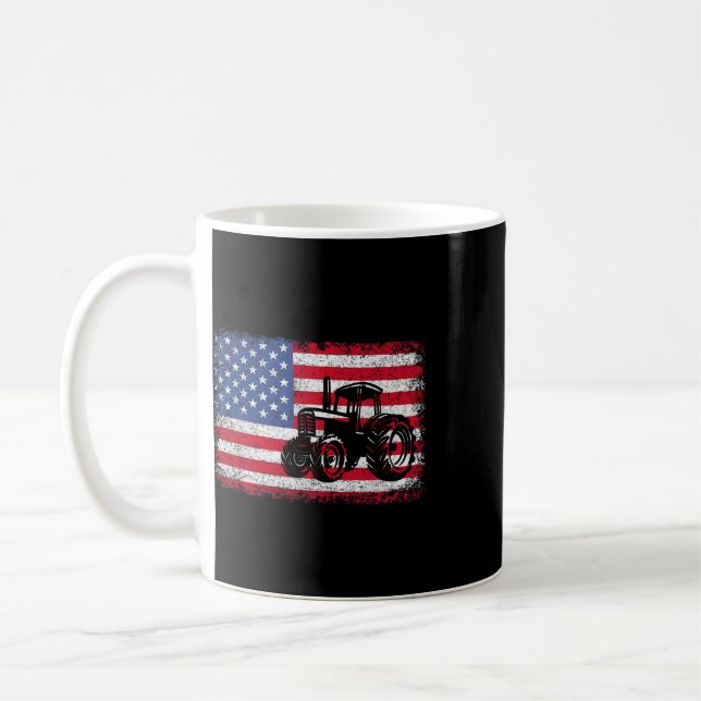 Caneca De Café Tratores agrícolas Bandeira dos EUA Presente Patri (Esquerda)