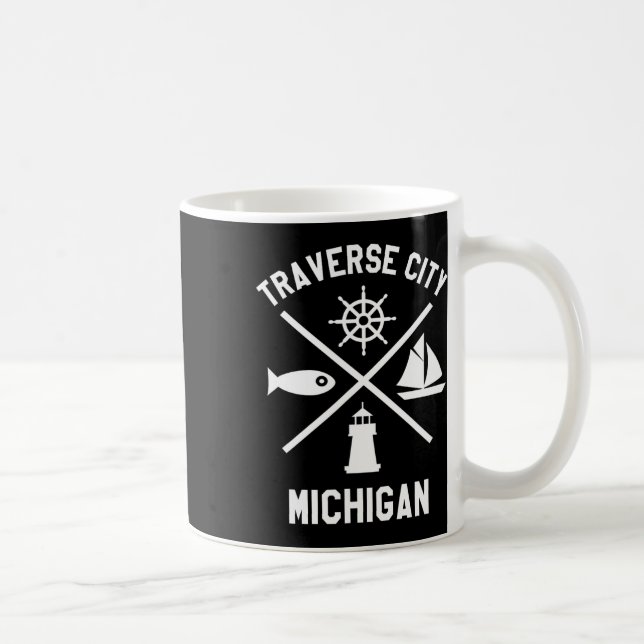 Caneca De Café Traverse City Norte Michigan Tee Sailing Boaty (Direita)