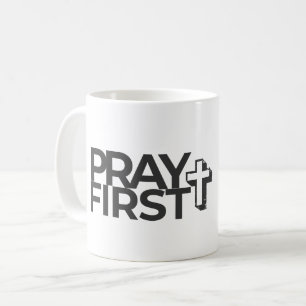 Caneca De Café Travesseiro de Citação de Fé 'Ore Primeiro' para C