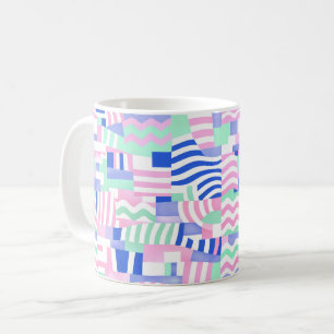 Caneca De Café Travesseiro de Padrão Geométrico Pastel – Rosa, Az