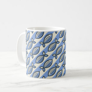 Caneca De Café Travesseiro decorativo azul de peixe retrô a frio