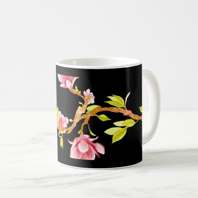 Caneca De Café Travesseiro Magnólia Preto (Frente Esquerda)