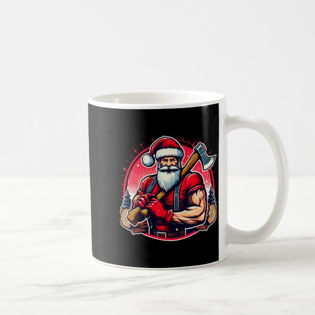 Caneca De Café Tree Cutter Santa Funny Lumberjack Christmas Logge (Direita)