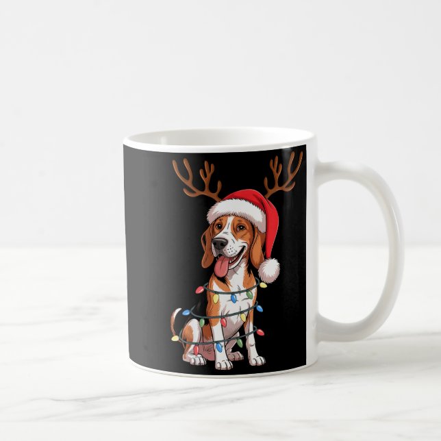 Caneca De Café Treeing Walker Coonhound Dog Christmas Lights Sant (Direita)