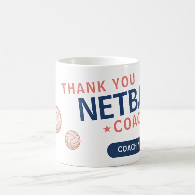 Caneca De Café Treinador de Equipe de Netball Moderno (Centro)