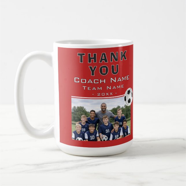 Caneca De Café Treinador de Futebol Foto da Equipe (Esquerda)