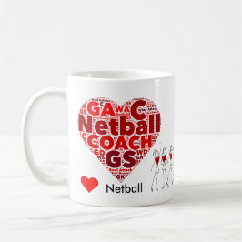 Caneca De Café Treinador do Netball da nuvem da palavra das