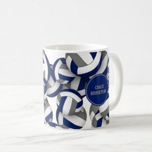 Caneca De Café treinador do time de vôlei cinza azul presente de