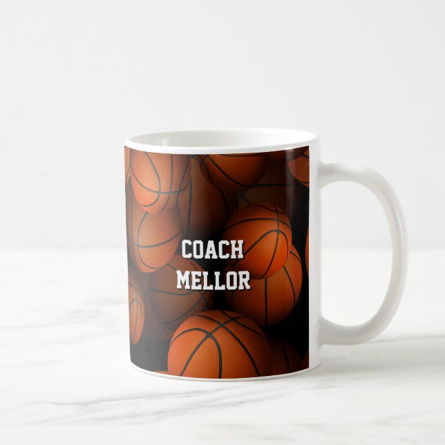 Caneca De Café treinador personalizado de basketball em equipe (Direita)