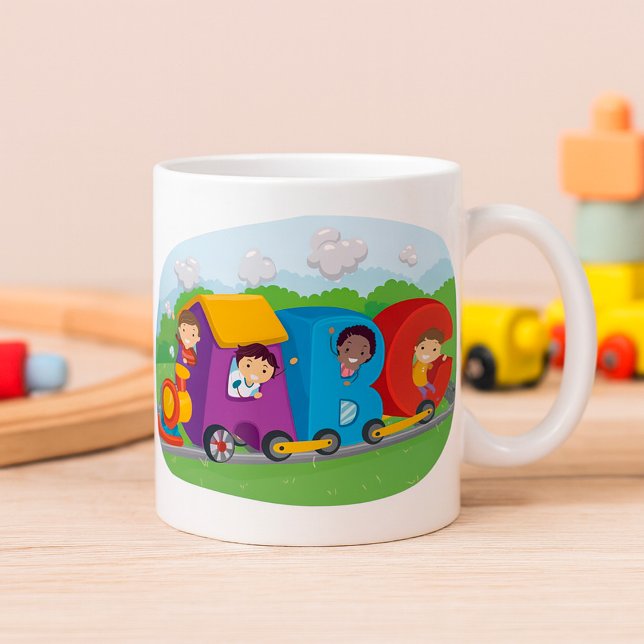 Caneca De Café Treinamento em Alfabeto ABC com Crianças Diversão  (Criador carregado)