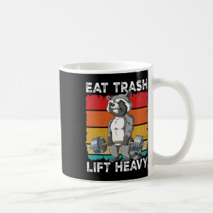 Caneca De Café Treinamento em Peso de Gym Raccoon Comer Lixo 1
