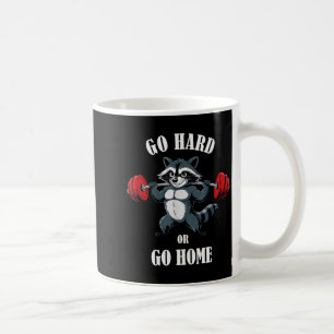 Caneca De Café Treino de guaxinim levantando pesos fazendo agacha