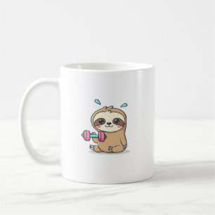 Caneca De Café Treino Divertido de Preguiça Chibi Cartoon de Aca