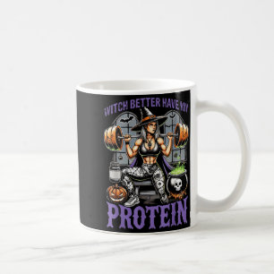 Caneca De Café Treino Fantasma Bruxa Melhor Ter Proteína Hallowee