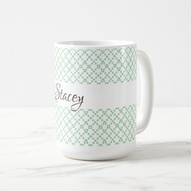 Caneca De Café Treliça Verde Personalizada em Treliça (Frente Esquerda)