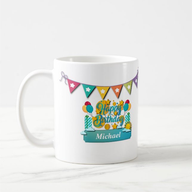Caneca De Café Trem de Aniversário Feliz Com Desejos de Animais F (Esquerda)