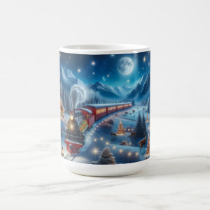 Caneca De Café Trem de Natal Mágico com Paisagem Invernal Nevada