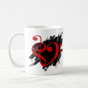Caneca De Café Tremor Clef Bass Clef Musical Heart Grunge