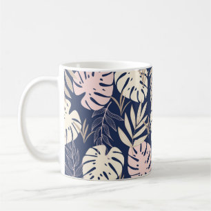 Caneca De Café Trend abstrato sem descontinuidades com folhas tro