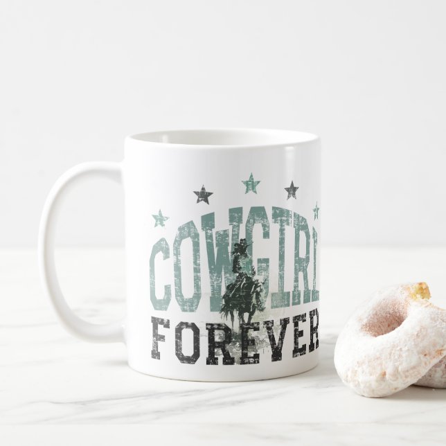 Caneca De Café Trendência Ocidental de Cowgirl Forever (Com Donut)