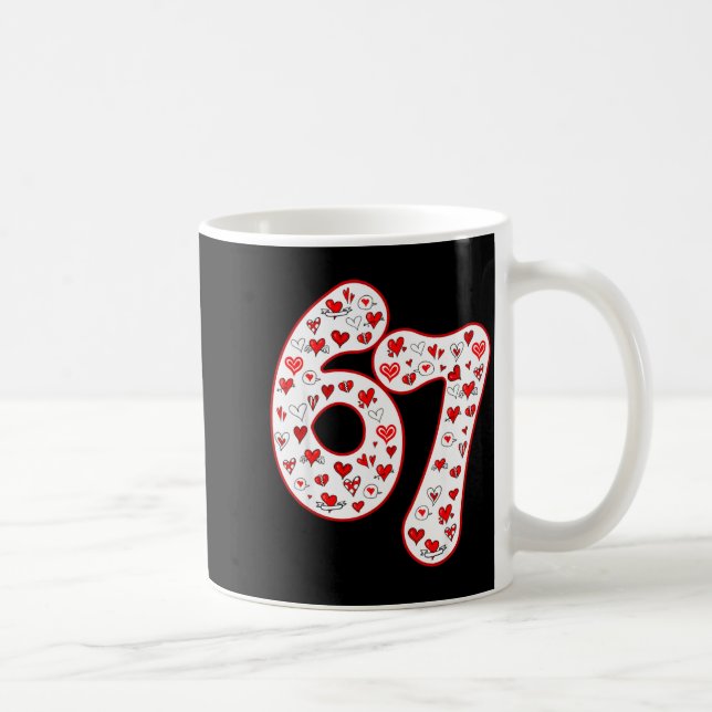 Caneca De Café Trendy 6 7 Meme Six Seven Valentines Day 6 7  (Direita)